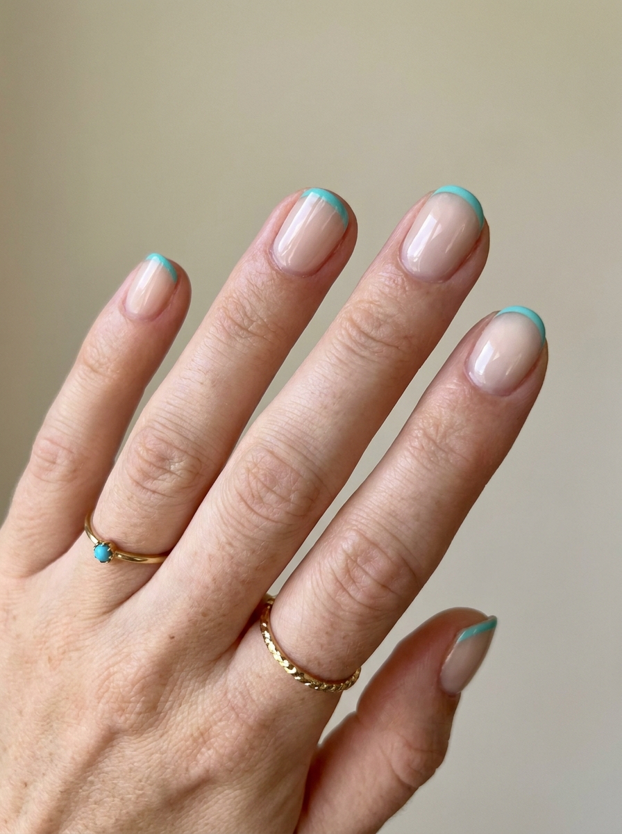 Turquoise Micro French Nails als Turquoise French Nails Inspiration 2026